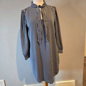Gap Women’s Striped Tie-Neck Shift Dress | Size Medium | Navy/White